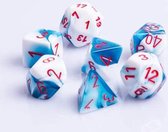 Polydice 7 Dobbelstenenset Gemêleerd Blauw Wit met Rood