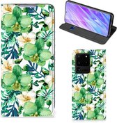 Geschikt voor Samsung Galaxy S20 Ultra Smart Cover Orchidee Groen