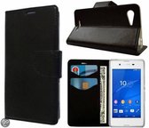 Sony Xperia Z1 Wallet Boek Case Lederen Hoesje Zwart