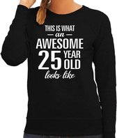 Awesome 25 year / 25 jaar cadeau sweater zwart dames M