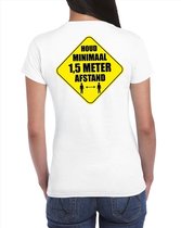Houd 1,5 meter afstand shirt wit voor dames M