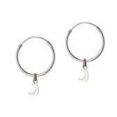 Zilver Hoop met Maan 18 MM