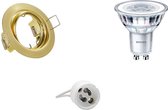 LED Spot Set - GU10 Fitting - Inbouw Rond - Mat Goud - Kantelbaar Ø83mm - Philips - CorePro 827 36D - 4W - Warm Wit 2700K - Dimbaar