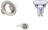 LED Spot Set - GU10 Fitting - Inbouw Rond - Mat Nikkel - Kantelbaar Ø83mm - Philips - MASTER 927 36D VLE - 3.7W - Warm Wit 2200K-2700K - DimTone Dimbaar - BES LED