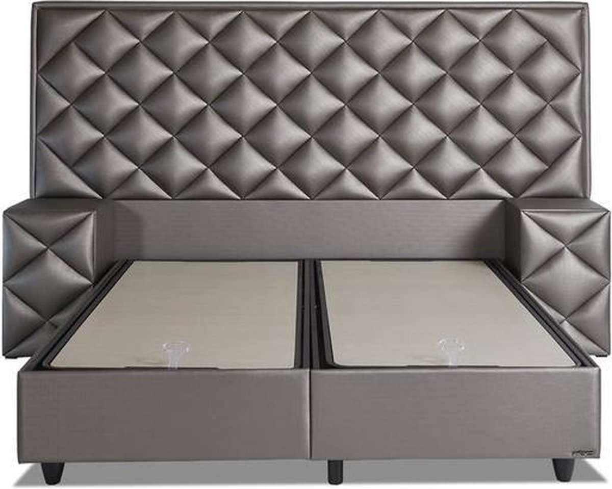 Eric kuster Style Boxspring – Boxspring met opbergruimte 180x200 inclusief Micropocket matras 30cm Havana - 1x Nachtkasje 1x voetbank
