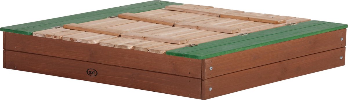 AXI Ella XL Houten Zandbak in Bruin/Groen - Met Zitbankjes en Deksel - FSC hout - 120x120x20cm - Zandbak voor kinderen — afbeelding 2