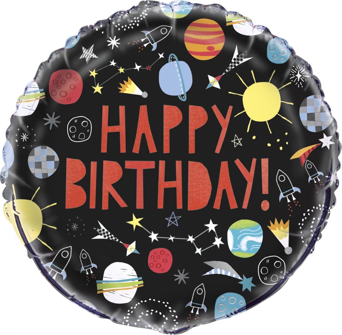 UNIQUE - Zwarte space aluminium Happy Birthday ballon