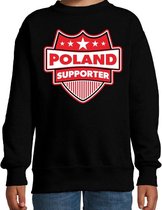 Poland supporter schild sweater zwart voor kinderen - Polen landen sweater / kleding - EK / WK / Olympische spelen outfit 134/146