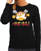 Funny emoticon sweater scheldend zwart voor dames M