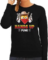 Funny emoticon sweater Hands up punk zwart dames S