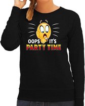 Funny emoticon sweater Oops its party time zwart dames S