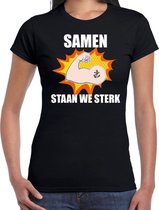 Samen staan we sterk t-shirt crisis zwart voor dames L