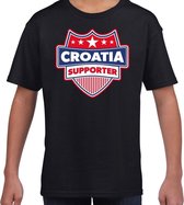 Kroatie / Croatia schild supporter  t-shirt zwart voor kinderen L (146-152)