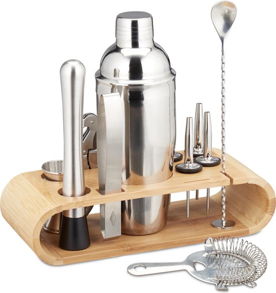 Cocktail Set met Bamboe Standaard - BarDeluxe® - 13-Delige Cocktailset -  Cocktail