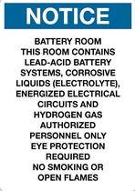 Sticker 'Notice: This rooms contains lead-acid batteries' 297 x 210 mm (A4)
