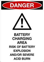 Sticker 'Danger: Battery charging area, risk of acid burn' 210 x 148 mm (A5)