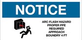 Sticker 'Notice: Arc flash hazard PPE required approach boundary', 100 x 50 mm