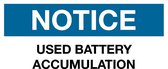 Sticker 'Notice: Used battery accumulation' 300 x 150 mm