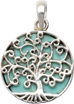 Zilveren Levensboom met turquoise kettinghanger