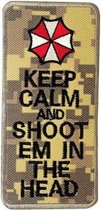 Keep Calm & Shoot Em In The Head Resident Evil Geborduurde Digital camo patch embleem met klittenband