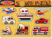 Melissa & Doug Geluidspuzzel met voertuigen - Houten knoppuzzel met geluidseffecten (8 stukjes) - Ontwikkelingsspeelgoed voor Kinderen - Geweldig Cade