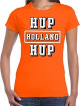 Oranje / Hup Holland Hup supporter t-shirt oranje voor dames - Nederlands elftal fan shirt / kleding M