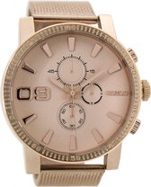 OOZOO Timepieces - Rosé goudkleurige horloge met rosé goudkleurige metalen mesh armband - C9438