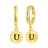 Zilveren oorbellen alfabet goldplated - U