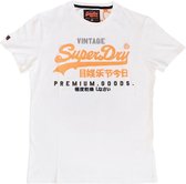 Superdry wit stevig zacht slim fit t-shirt met feloranje motief - valt 1 maat kleiner - Maat S