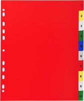20x Tabbladen met bedrukte tabs in gekleurde PP - 10 tabs - 1 tot 10 - A4 maxi, Geassorteerde felle kleuren