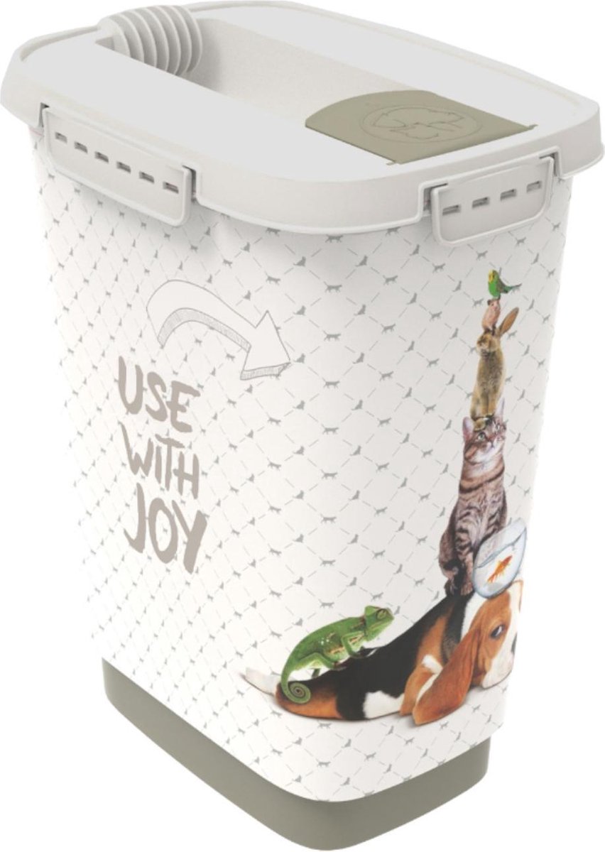 Bol.com Rotho Mypet Voeder Strooicontainer Grijs&Cappuccino - Hondenvoerbewaarbak - 10 l aanbieding