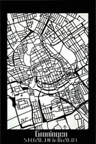 Citymap Groningen Zwart hout - 60x90 cm - Stadskaart woondecoratie - Wanddecoratie - WoodWideCities