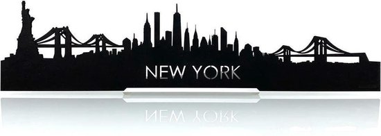 Standing Skyline New York Zwart hout - 60 cm - Woondecoratie design - Decoratie om neer te zetten en om op te hangen - Meer steden beschikbaar - Cadeau voor hem - Cadeau voor haar - Jubileum - Verjaardag - Housewarming - Interieur - WoodWideCities