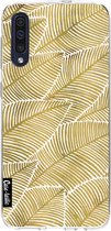Casetastic Samsung Galaxy A50 (2019) Hoesje - Softcover Hoesje met Design - Tropical Leaves Gold Print