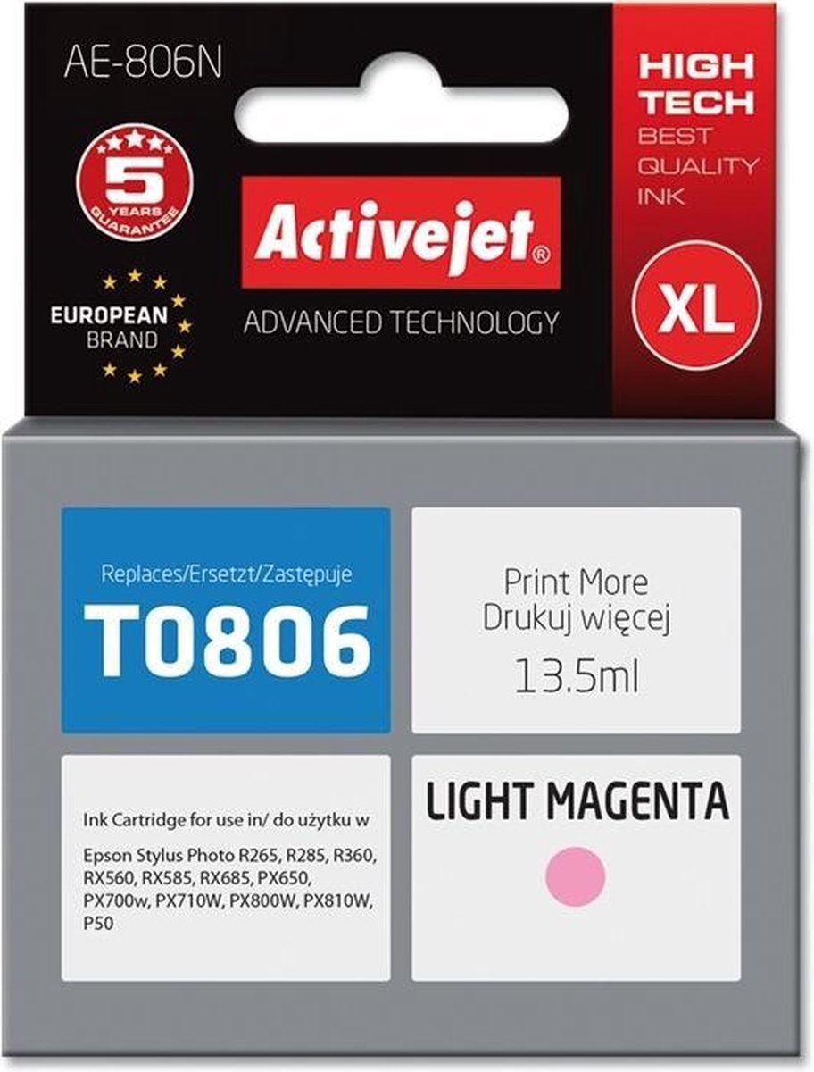 ActiveJet AE-806N inkt voor Epson-printer, Epson T0806-vervanging; Opperste; 13,5 ml; Licht magenta.