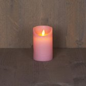 3x Roze LED kaars / stompkaars 12,5 cm - Luxe kaarsen op batterijen met bewegende vlam