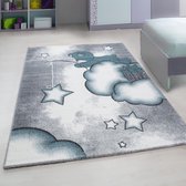 Kids Dreams Vloerkleed Kinderkamer Blauw / Grijs Laagpolig- 160x230 CM.