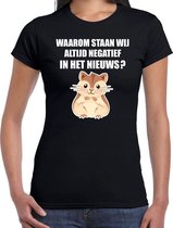 Waarom negatief in het nieuws hamsteren t-shirt zwart voor dames L