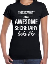 Awesome secretary / secretaresse cadeau t-shirt zwart dames S