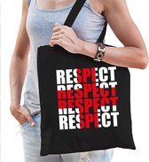 Respect voor zorgpesoneel / hulpverleners - katoenen tas zwart voor dames - waardering / steun tassen - kado /  tasje / shopper