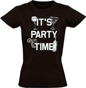 It's party time dames t-shirt zwart | feest | funny | cadeau | maat XXL