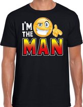 Funny emoticon t-shirt Im the man zwart voor heren M