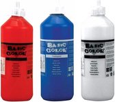 Set van 3x flessen Blauwe-Witte-Rode hobby knutselen kinder verf op waterbasis - 500 ml per fles - Schilderen/verfen