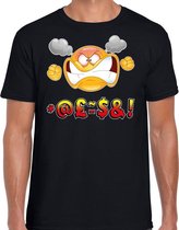 Funny emoticon t-shirt vloekend en tierend zwart voor heren XL