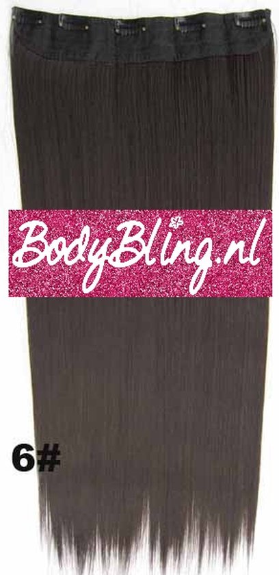 Clip in hairextensions 1 baan straight bruin - 6#