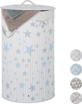 relaxdays opvouwbare wasmand - bamboe - rond - mand voor vuile was - wasbox - met deksel ster