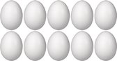 10x Piepschuim ei decoratie 10 cm hobby/knutselmateriaal - Knutselen DIY eieren beschilderen - Pasen thema paaseieren eitjes wit