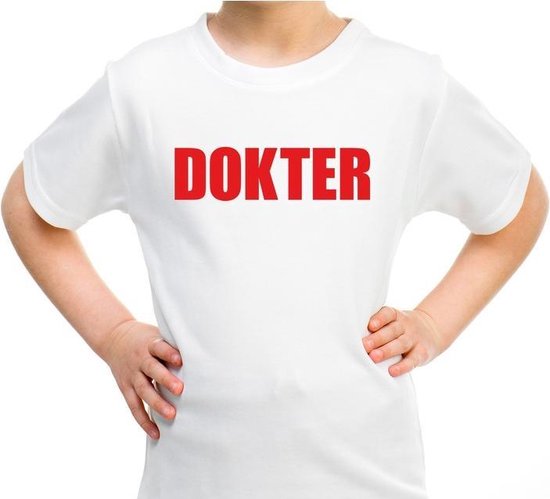 Dokter verkleed t-shirt wit voor kids - arts carnaval / feest shirt kleding / kostuum / kinderen 110/116