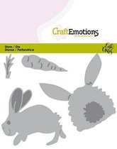 CraftEmotions Die - Bunny 1 -konijn met wortel Card 11x9cm Carla Creaties