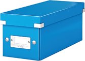 Leitz WOW Click & Store Opbergdoos met Deksel voor CD's - Kartonnen Sorteerdoos voor Spullen - 14.3 x 35.2 Cm (BxD) - Ideaal voor Thuiswerkplek - Blauw